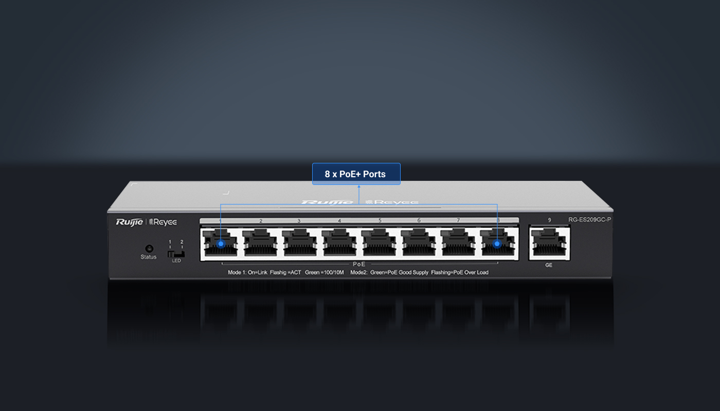 RG-ES209GC-P 9-Port Gigabit Smart Cloud Mananged PoE Switch