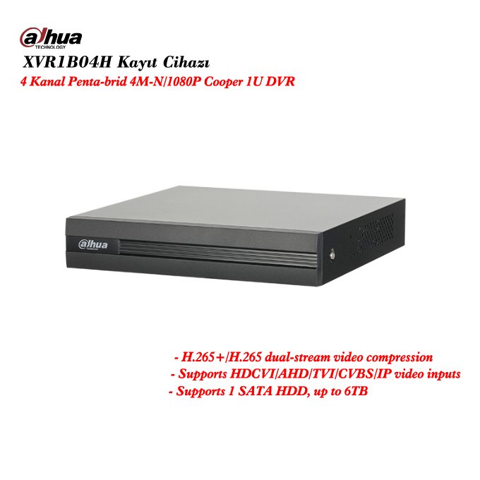 Dahua XVR1B04H 4 Kanal Penta-brid 4M-N/1080P Cooper 1U DVR