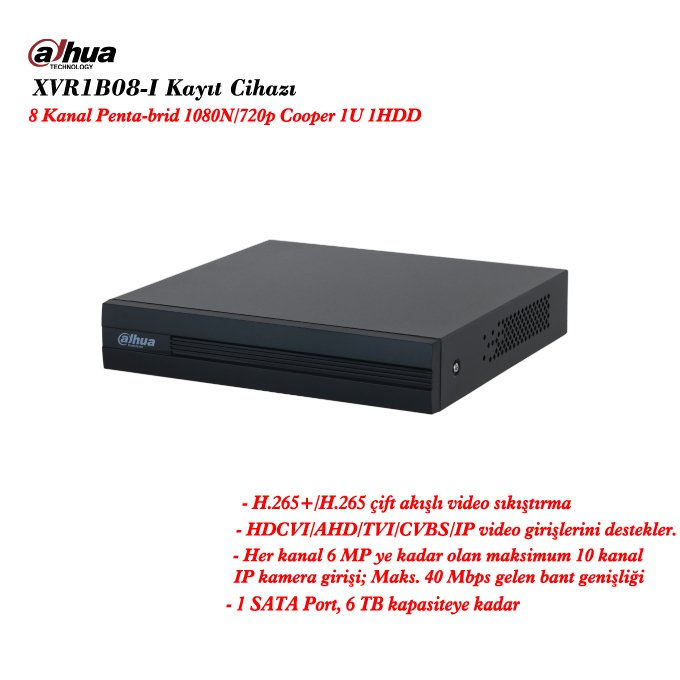 Dahua XVR1B08-I 8 Kanal Kayıt Cihazı DVR