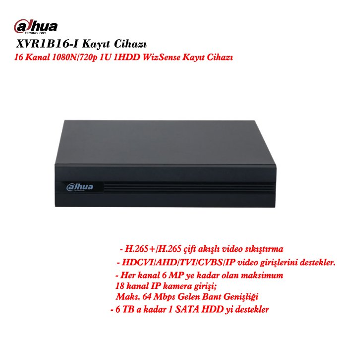 16 Kanal Penta-brid 1080N/720p Kompakt 1U 1HDD WizSense Dijital Video Kaydedici