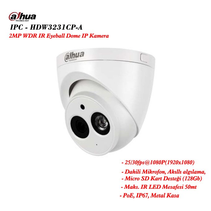 Dahua IPC-HDW3231CP-A 2MP WDR IR Eyeball Dome IP Kamera