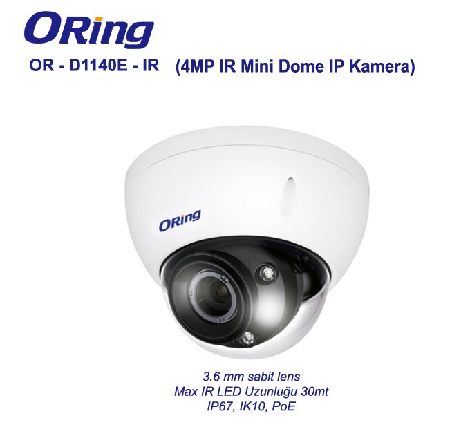 Oring OR-D1140E-IR 4MP IR Mini Dome IP Kamera