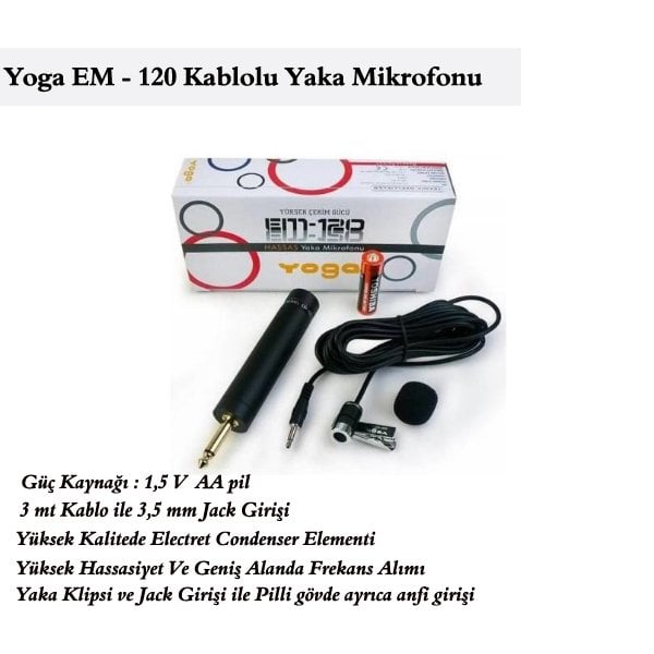 Yoga Em-120 Yoga Kablolu Yaka Mikrofonu 
