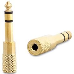 6.3 Mm Stereo Erkek - 3.5 Mm Stereo Dişi Sarı Metal Gold Jack Fiş Çevirici - 9364