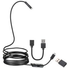 Endeskop Yılan Kamera 3in1 Micro Usb+Type C+Pc 8 Mm Işıklı 5 Metre