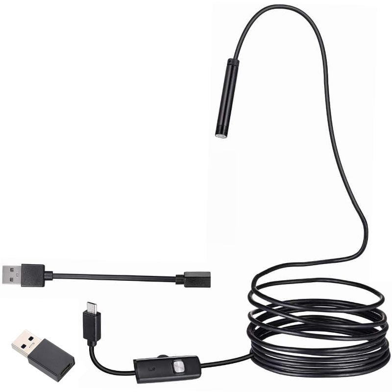 Endeskop Yılan Kamera 3in1 Micro Usb+Type C+Pc 8 Mm Işıklı 5 Metre