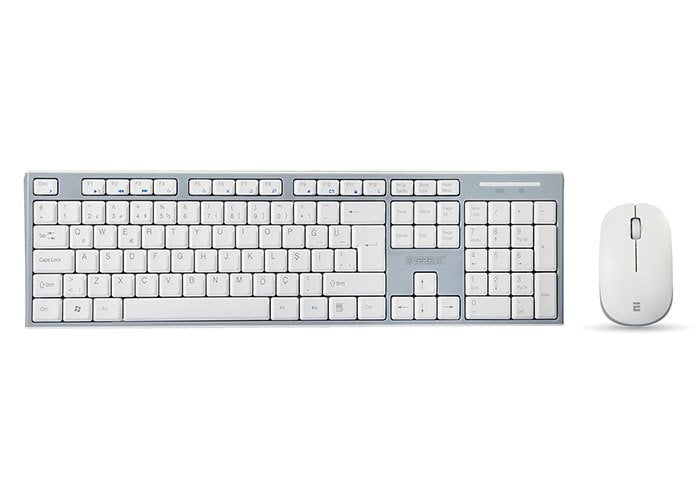 KM-6063 Beyaz/Gri Kablosuz Q Multimedia Klavye + Mouse Set