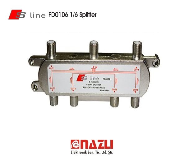 FD0106 SLine 5-2500MHz 2lı Uydu Dağıtıcı 1/6 Splitter