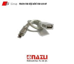 FK 4234 USB Dişi / Mini 5 Pin USB Şeffaf Kablo
