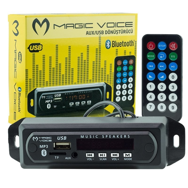 BLUETOOTH/AUX USB/SD/MMC MİKROFONLU-KUMANDALI OTO TEYP ÇEVİRİCİ - 16399
