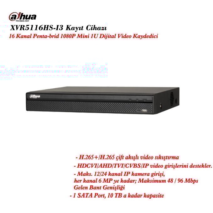 Dahua XVR5116HS-I3 16 Kanal Penta-brid 1080P Mini 1U Kayıt Cihazı