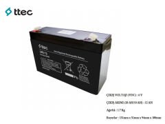 6 Volt 12 Amper Kuru Tip Akü TTEC